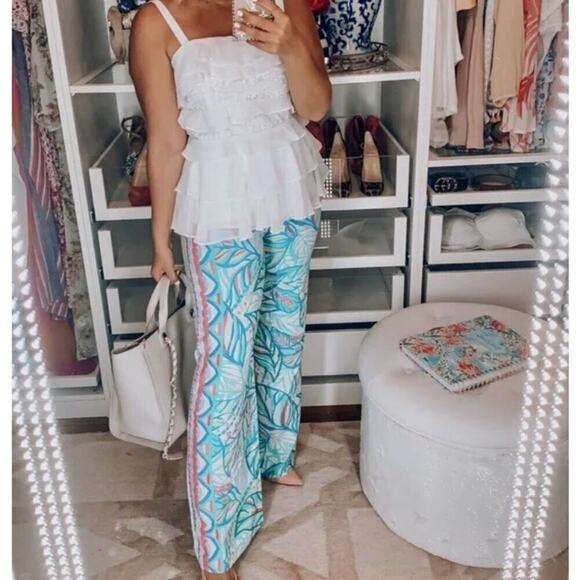 LILLY PULITZER BAL HARBOUR PALAZZO FLORAL PANTS SIZE M - Picture 1 of 10